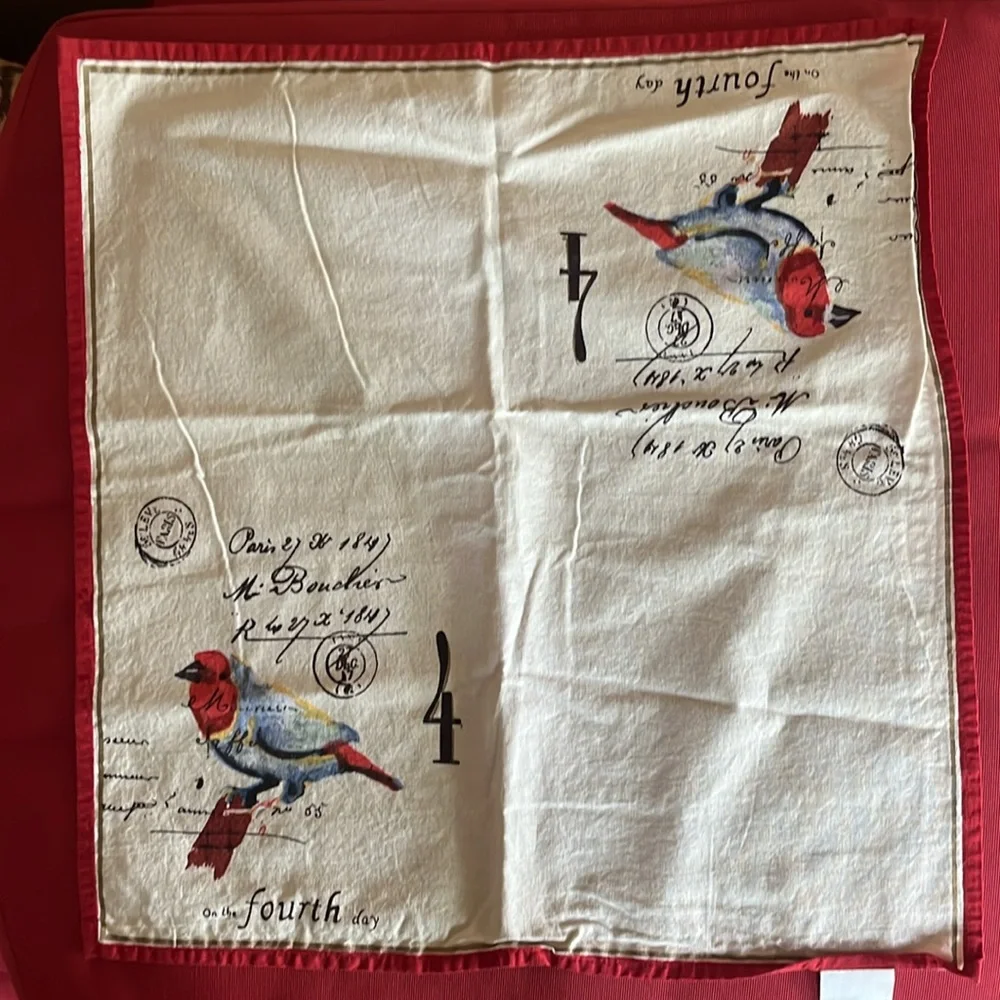 WILLIAMS-SONOMA 12 Days of Christmas cotton napkins